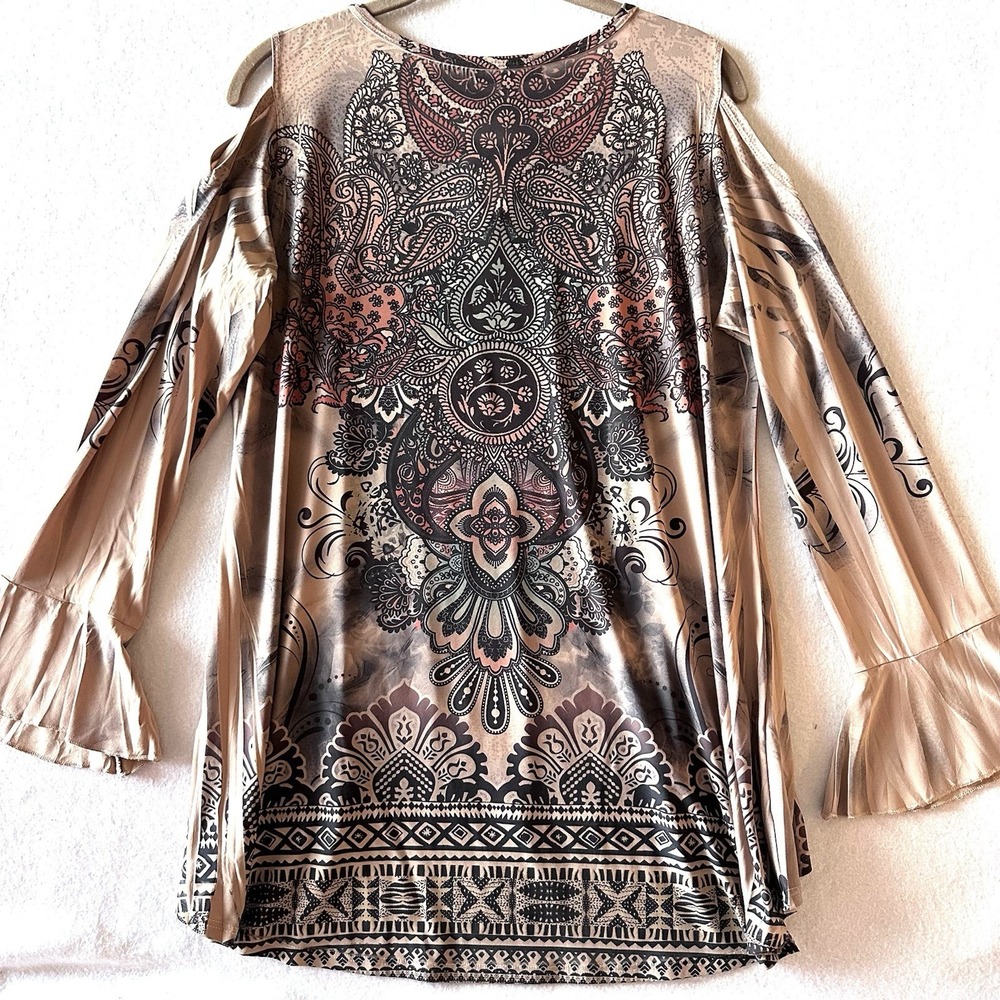 Cover Charge L Large Y2K Embellished Rhinestone 90s 00s ‎ Western Tunic Top - Picture 11 of 11